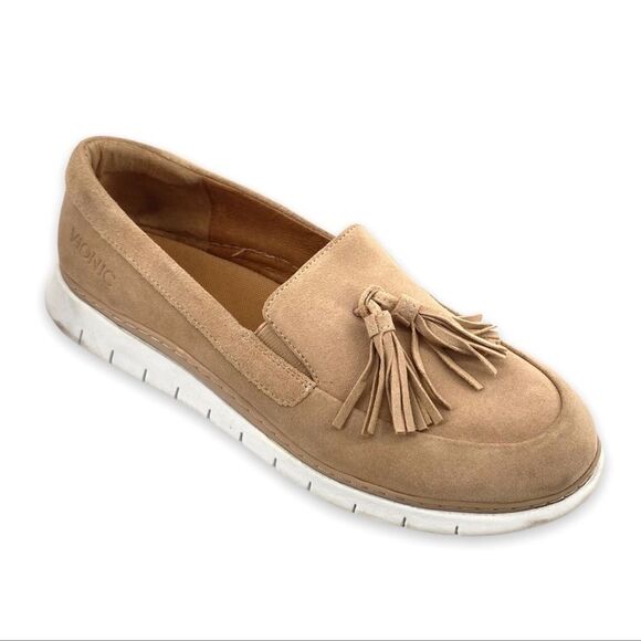 Vionic Fresh Quinn Slip on Suede Loafer Shoes Tan Size 7 - Picture 1 of 14